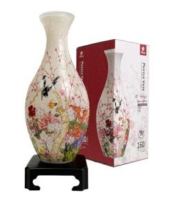 Pintoo 3D Puzzle Vase Unique Flower Vase Made by 160 Curved Plastic Puzzle Pieces House Warming Gift for Flower Arrangements and Home Decoration - [S1035] (Translucent, Flowers and Birds)