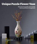 Pintoo 3D Puzzle Vase Unique Flower Vase Made by 160 Curved Plastic Puzzle Pieces House Warming Gift for Flower Arrangements and Home Decoration - [S1035] (Translucent, Flowers and Birds)