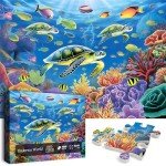 PICKFORU Ocean Puzzle 1000 Pieces, Sea Turtle Puzzles for Adults Fish, Colorful Marine Life Jigsaw Puzzles Beach Scenes…