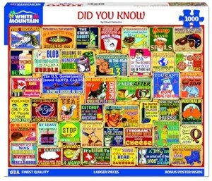 White Mountain Did You Know Fun 1000 Piece Puzzle for Adults Vintage Collage Jigsaw Puzzles for Seniors
