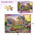 1000 Piece Puzzles for Adults, Autumn Landscape Jigsaw Puzzle, Villa and Dog Jigsaw Puzzles 1000 Pieces, Challenging Game Home Decor Birthday Party Gift Toy for Adults Kids Seniors, 28×20 in