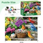 300 Piece Puzzle for Adults, Colorful Birds Jigsaw Puzzle, Colorful Hummingbird Puzzles, Bird Lover Challenging Puzzles for Friends Family Activity Game Nights Gifts, 20.5x15 in
