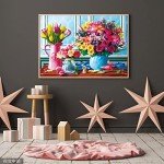 Jigsaw Puzzles 1000 Pieces for Adults Spring Flowers, Colorful Flowers Jigsaw Puzzles, Plants Tulip Rose Daisy Challenging Funny Puzzles for Friends Family Activity Game Nights