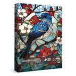 Stained Glass Bird Puzzle for Adult 1000 Piece, Flower Animal Art Jigsaw Puzzle, Nature Leaf Mosaic Puzzle