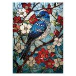 Stained Glass Bird Puzzle for Adult 1000 Piece, Flower Animal Art Jigsaw Puzzle, Nature Leaf Mosaic Puzzle