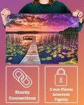 Puzzles for Adults 1000 Pieces for Mom, Scenic Landscape Lake Sunset with Dock & Lilies, Gift-Ready Box, Letters on Back, 8 Jigsaw Puzzle Saver Sheets & Full-Size Poster by GERJATO