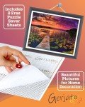 Puzzles for Adults 1000 Pieces for Mom, Scenic Landscape Lake Sunset with Dock & Lilies, Gift-Ready Box, Letters on Back, 8 Jigsaw Puzzle Saver Sheets & Full-Size Poster by GERJATO