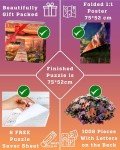 Puzzles for Adults 1000 Pieces for Mom, Scenic Landscape Lake Sunset with Dock & Lilies, Gift-Ready Box, Letters on Back, 8 Jigsaw Puzzle Saver Sheets & Full-Size Poster by GERJATO