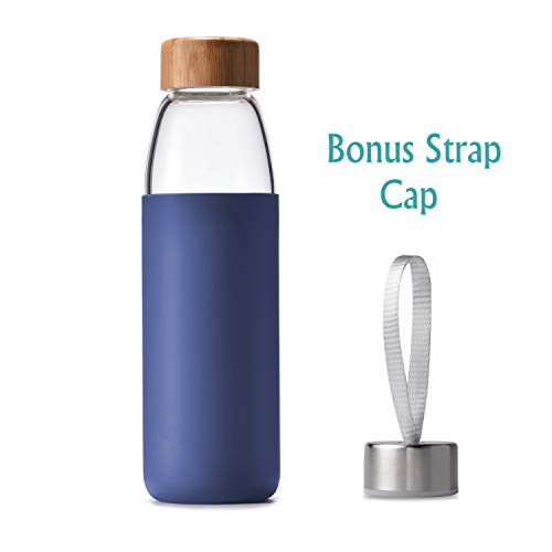 Bamboo Lid Glass Water Bottle BPA-Free