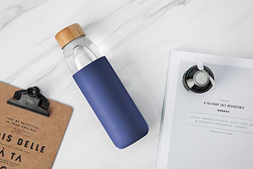 Bamboo Lid Glass Water Bottle BPA-Free