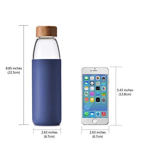 Bamboo Lid Glass Water Bottle BPA-Free