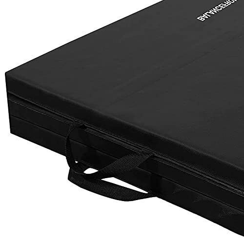 3-Fold Yoga & Gym Mat with Handles (Black)