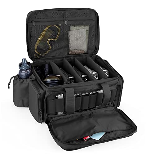 DSLEAF Tactical Pistol Range Bag with 9X Magazine Slots, Black