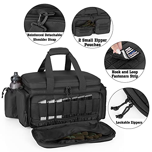 DSLEAF Tactical Pistol Range Bag with 9X Magazine Slots, Black