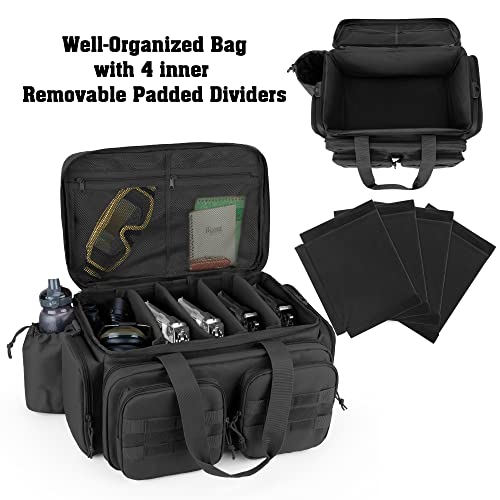 DSLEAF Tactical Pistol Range Bag with 9X Magazine Slots, Black