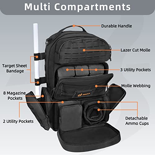 HUNTIT Tactical Range Backpack with 5 Pistol Cases