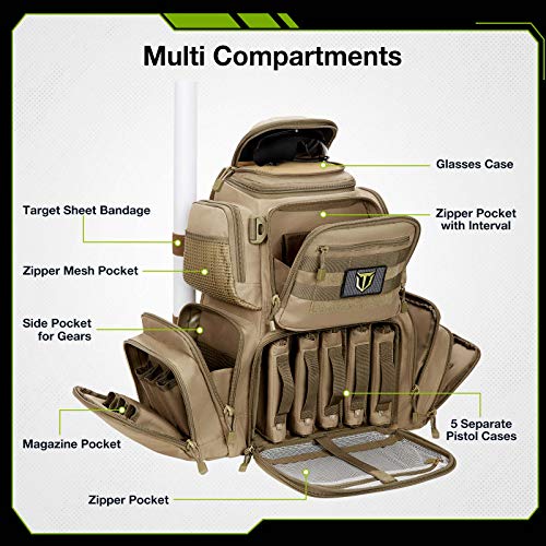 TIDEWE Tactical Range Backpack with Pistol Case