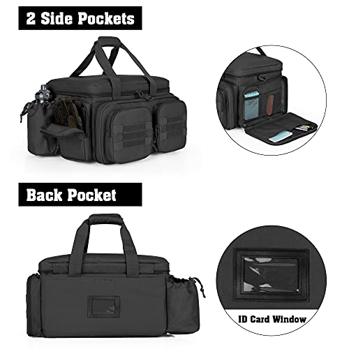DSLEAF Tactical Pistol Range Bag with 9X Magazine Slots, Black