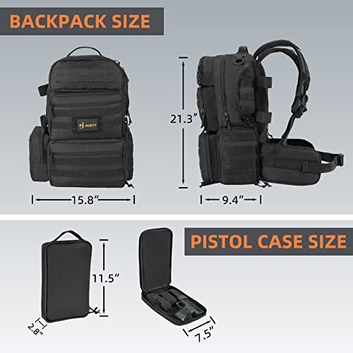 HUNTIT Tactical Range Backpack with 5 Pistol Cases
