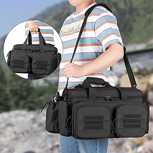 DSLEAF Tactical Pistol Range Bag with 9X Magazine Slots, Black