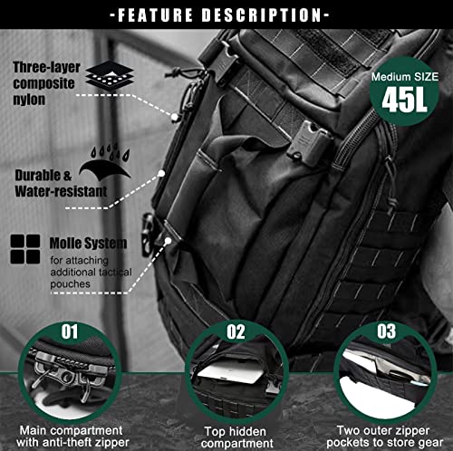 WolfWarriorX 45L Tactical Duffle Bag - Large, Tear Resistant