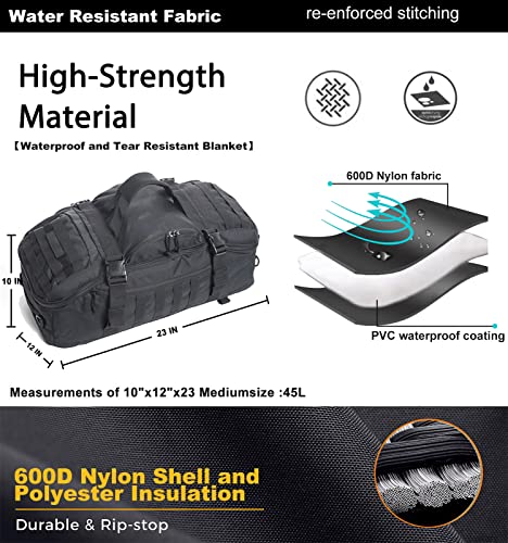 WolfWarriorX 45L Tactical Duffle Bag - Large, Tear Resistant