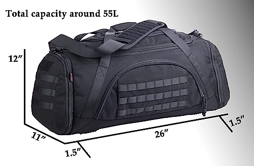 Tactical Duffle Bag with 4 Modular Packing Cubes - 65L