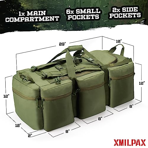 XMILPAX 100L Tactical Duffle Bag with Detachable Straps