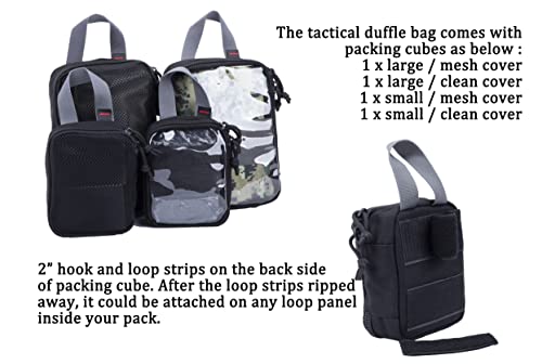 Tactical Duffle Bag with 4 Modular Packing Cubes - 65L