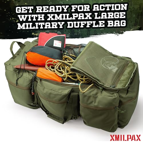XMILPAX 100L Tactical Duffle Bag with Detachable Straps