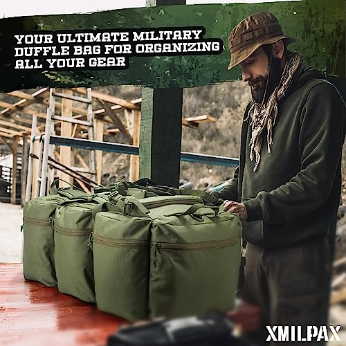 XMILPAX 100L Tactical Duffle Bag with Detachable Straps