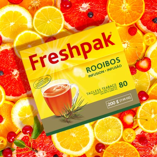 Freshpak Rooibos Tea | 80 Tagless Teabags | Natural Rooibos | Naturally Caffeine Free | Keto Friendly | Rooibos From South Africa | Non GMO by National Brands Ltd