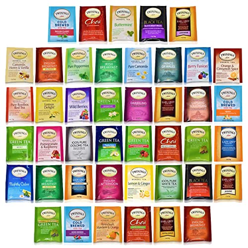 BLUE RIBBON Twinings Tea Bags Sampler Assortment Variety Pack Gift Box - 48 Count - Perfect Variety - English Breakfast, Green, Black, Herbal, Chai Tea and more from Blue Ribbon