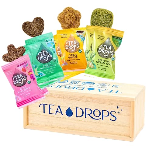 Tea Drops Party Pack of 8 Lightly Sweetened Loose Leaf Bagless Tea | On the Go Tea Assortment Including Matcha, Rose Earl Grey, Citrus Ginger and Peppermint | Tea Gift Set from Tea Drops