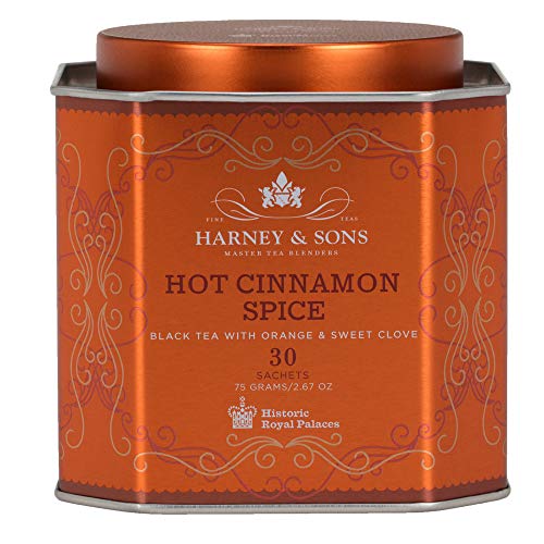 Harney & Sons Hot Cinnamon Spice Tea Tin - Black Tea with Orange & Sweet Clove - 2.67 Ounces, 30 Sachets from Harney & Sons