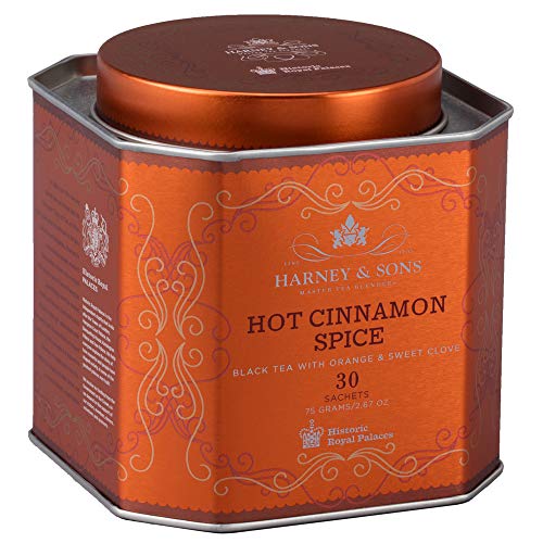 Harney & Sons Hot Cinnamon Spice Tea Tin - Black Tea with Orange & Sweet Clove - 2.67 Ounces, 30 Sachets from Harney & Sons