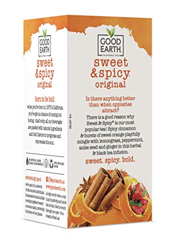 Good Earth Herbal & Black Tea, Sweet & Spicy, 18 Count Tea Bags (Pack of 6) (Packaging May Vary) from Tata Global Beverages