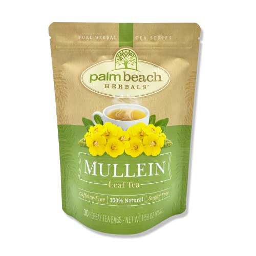 Mullein Leaf Tea - Pure Herbal Tea Series by Palm Beach Herbal Tea Company (30 Tea Bags) 100% Natural by Palm Beach Medicinal Herbs