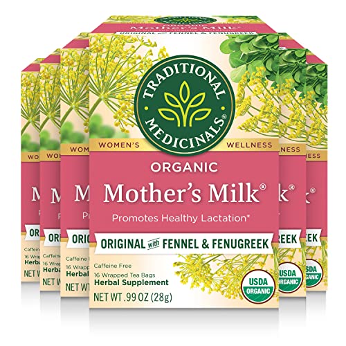 Traditional Medicinals Organic Mother's Milk Women's Tea, Promotes Healthy Lactation, 16 Tea Bags (Pack of 6) from Traditional Medicinals
