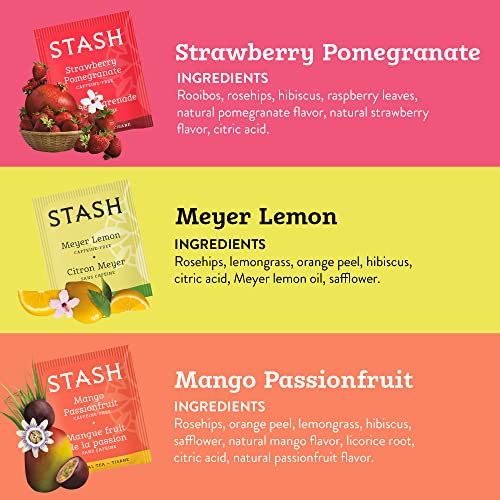 Stash Tea Fruity Herbal Tea 6 Flavor Tea Sampler, 6 boxes With 18-20 Tea Bags Each by Stash Tea