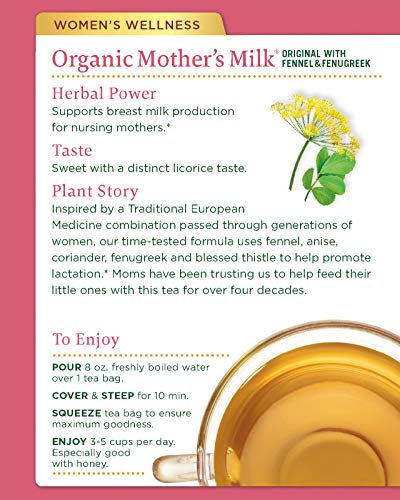 Traditional Medicinals Organic Mother's Milk Women's Tea, Promotes Healthy Lactation, 16 Tea Bags (Pack of 6) from Traditional Medicinals
