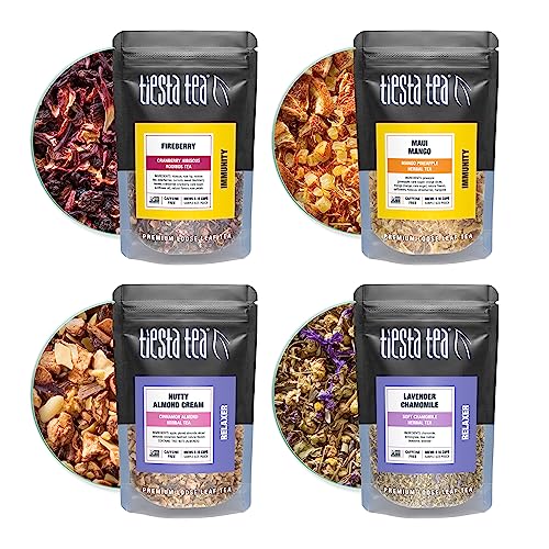 Tiesta Tea Tiesta's Top 8 Favorites Tea Sampler Dry Flight Set - High to No Caffeine, Hot & Iced Tea, Loose Leaf Tea Variety Pack with Green, Herbal, Black & Chai Tea, 8 Sample Pouches by Tiesta Tea