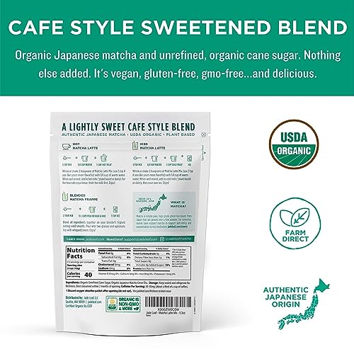 Jade Leaf Organic Matcha Latte Mix - Cafe Style Sweetened Blend - Sweet Matcha Green Tea Powder (5.3 Ounce) from Jade Leaf, LLC