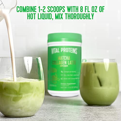 Vital Proteins Matcha Lattes, Matcha Green Tea Collagen Latte Powder, L-Theanine & Caffeine & MCTs - Supporting Healthy Hair, Skin, Nails - Original from 