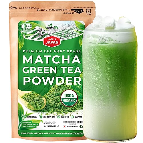 AprikaLife Organic Japanese Matcha Green Tea Powder â USDA & JAS Organic - Authentic Japanese Origin - Premium Culinary Grade - [100g Value Size] by 