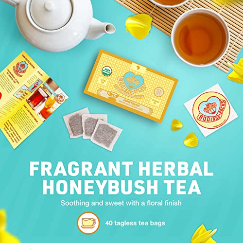 Rooibos Rocks Honeybush Tea Bags - 40 USDA Organic Naturally Caffeine-Free South African Mountain Honeybush Herbal Tagless Teabags. Feel the Goodness and boost your immuni-TEA by Trading Queen Inc