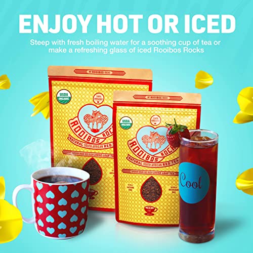 Rooibos Rocks Loose Leaf Rooibos Tea - 16oz USDA Organic Naturally Caffeine-Free South African Original Red Bush Herbal Tea Bulk - Feel the Goodness, Keep Calm and boost your immuni-TEA. from Trading Queen Inc.