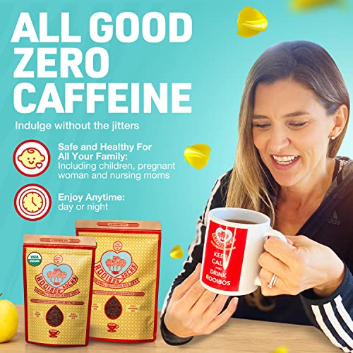 Rooibos Rocks Loose Leaf Rooibos Tea - 16oz USDA Organic Naturally Caffeine-Free South African Original Red Bush Herbal Tea Bulk - Feel the Goodness, Keep Calm and boost your immuni-TEA. from Trading Queen Inc.