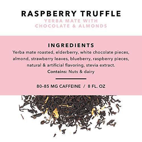 Pinky Up Raspberry Truffle Loose Leaf Tea | Yerba Mate Herbal Tea, 80-85 mg Caffeine Per Serving, Naturally Low Calorie & Gluten Free | 3.2 Ounce Tin, 25 Servings from Pinky Up
