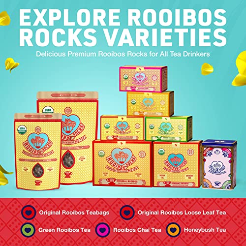 Rooibos Rocks Loose Leaf Rooibos Tea - 16oz USDA Organic Naturally Caffeine-Free South African Original Red Bush Herbal Tea Bulk - Feel the Goodness, Keep Calm and boost your immuni-TEA. from Trading Queen Inc.